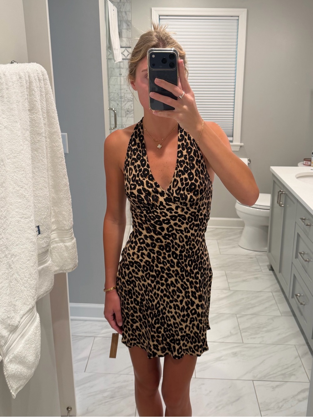 Reformation Leopard Print Halter Mini Dress - Brown